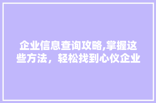 企业信息查询攻略,掌握这些方法，轻松找到心仪企业