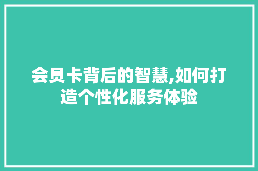 会员卡背后的智慧,如何打造个性化服务体验