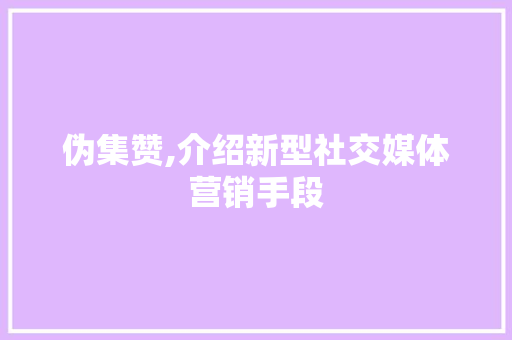 伪集赞,介绍新型社交媒体营销手段