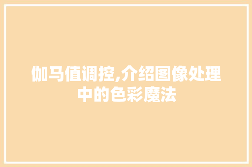 伽马值调控,介绍图像处理中的色彩魔法