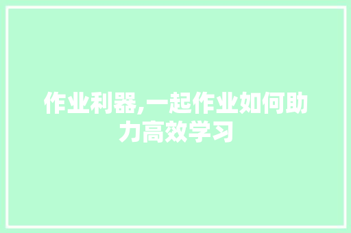 作业利器,一起作业如何助力高效学习