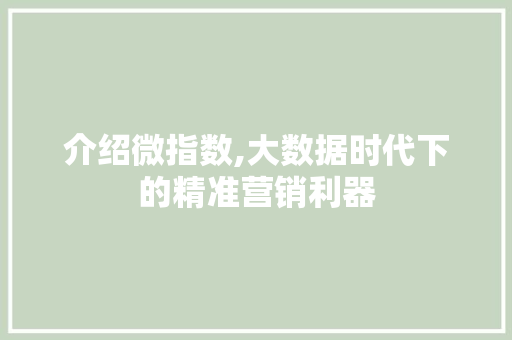 介绍微指数,大数据时代下的精准营销利器