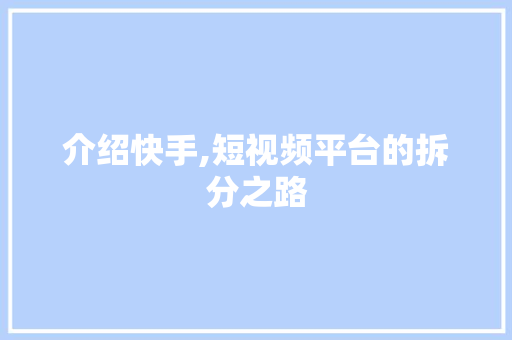 介绍快手,短视频平台的拆分之路
