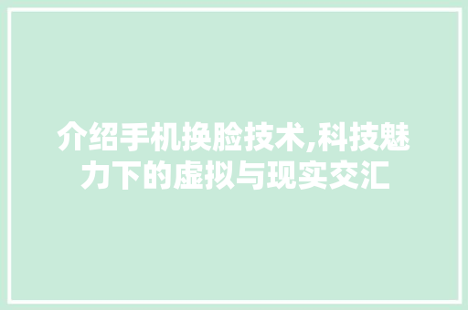 介绍手机换脸技术,科技魅力下的虚拟与现实交汇