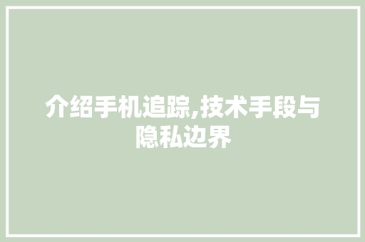 介绍手机追踪,技术手段与隐私边界