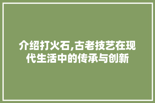 介绍打火石,古老技艺在现代生活中的传承与创新