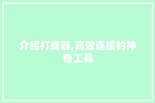 介绍打线器,高效连接的神奇工具