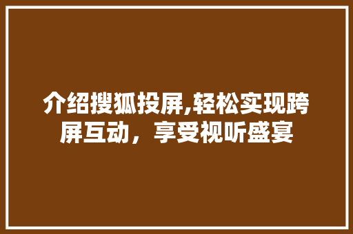 介绍搜狐投屏,轻松实现跨屏互动，享受视听盛宴