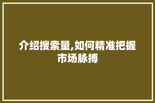 介绍搜索量,如何精准把握市场脉搏