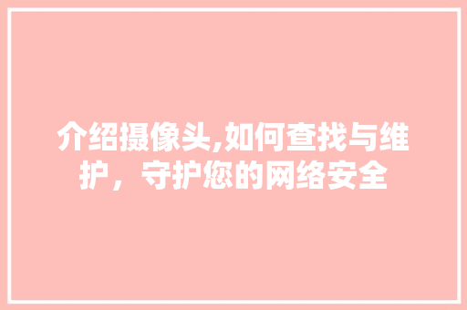 介绍摄像头,如何查找与维护，守护您的网络安全