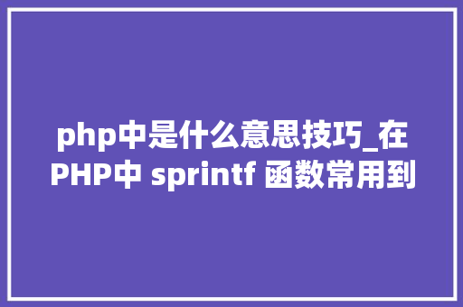 php中是什么意思技巧_在PHP中 sprintf 函数常用到的参数s与d分别是什么意思