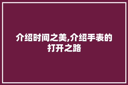 介绍时间之美,介绍手表的打开之路