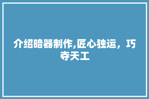 介绍暗器制作,匠心独运，巧夺天工