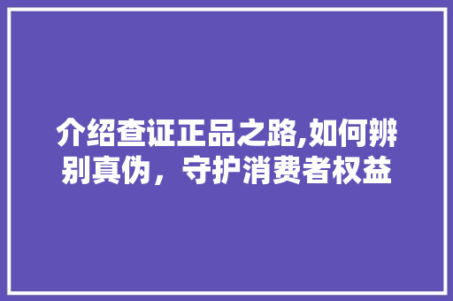 介绍查证正品之路,如何辨别真伪，守护消费者权益