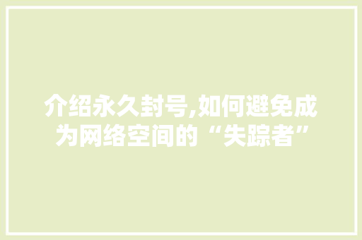 介绍永久封号,如何避免成为网络空间的“失踪者”