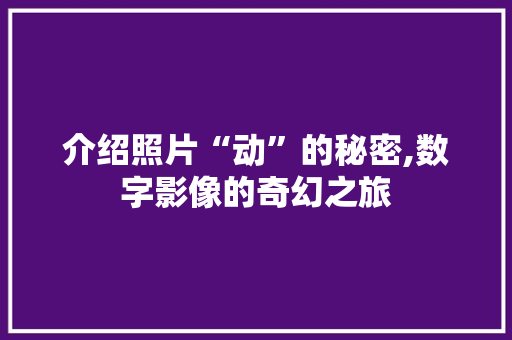 介绍照片“动”的秘密,数字影像的奇幻之旅