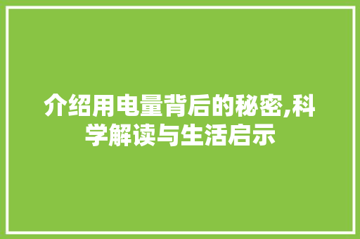 介绍用电量背后的秘密,科学解读与生活启示