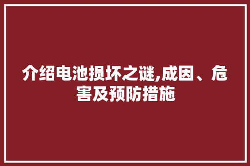 介绍电池损坏之谜,成因、危害及预防措施