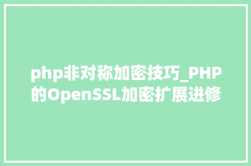 php非对称加密技巧_PHP的OpenSSL加密扩展进修二非对称加密