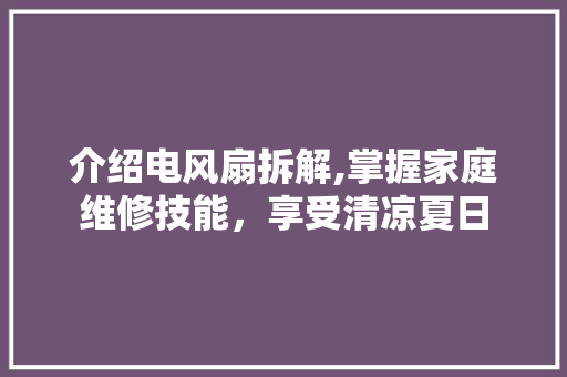 介绍电风扇拆解,掌握家庭维修技能，享受清凉夏日
