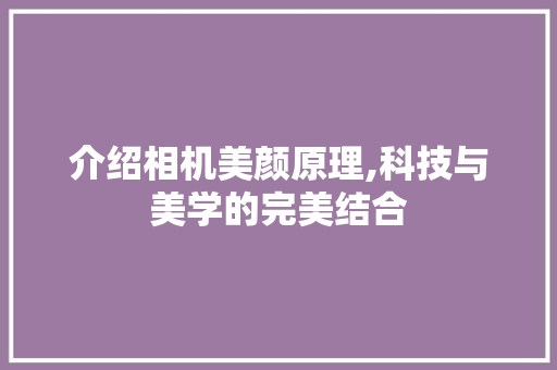 介绍相机美颜原理,科技与美学的完美结合