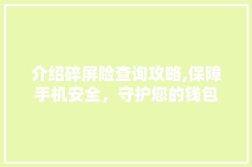 介绍碎屏险查询攻略,保障手机安全，守护您的钱包
