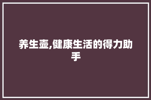 养生壶,健康生活的得力助手