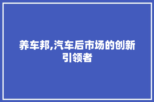 养车邦,汽车后市场的创新引领者