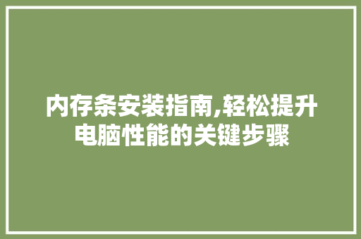 内存条安装指南,轻松提升电脑性能的关键步骤