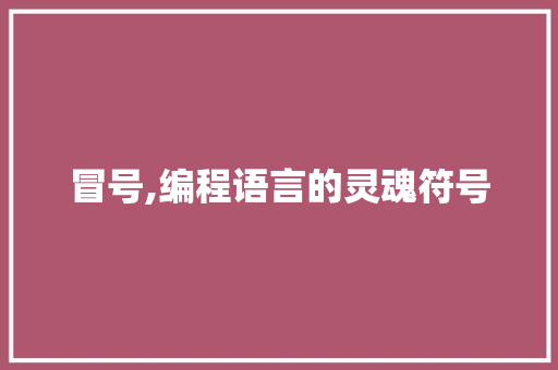 冒号,编程语言的灵魂符号