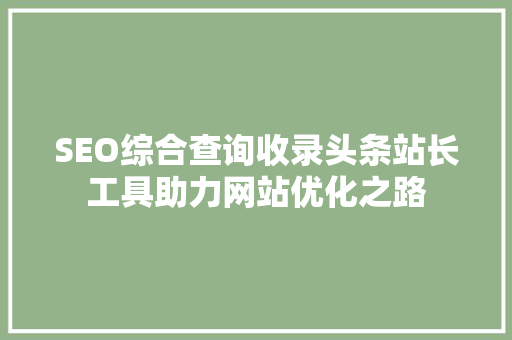 SEO综合查询收录头条站长工具助力网站优化之路
