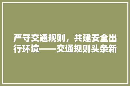 严守交通规则，共建安全出行环境——交通规则头条新闻引发的思考