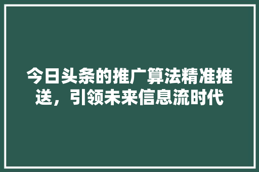 今日头条的推广算法精准推送，引领未来信息流时代