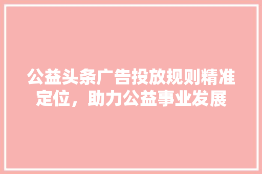 公益头条广告投放规则精准定位，助力公益事业发展
