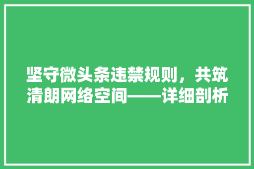 坚守微头条违禁规则，共筑清朗网络空间——详细剖析微头条违规内容治理