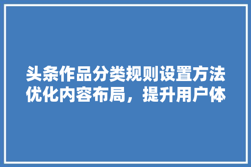 头条作品分类规则设置方法优化内容布局，提升用户体验