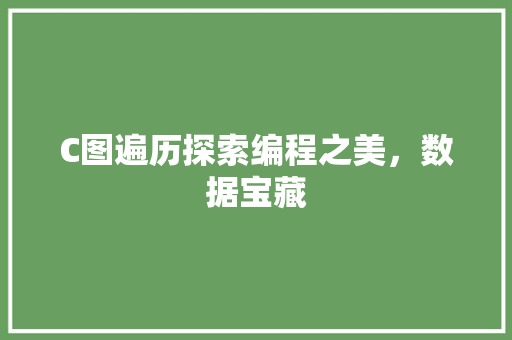 C图遍历探索编程之美，数据宝藏