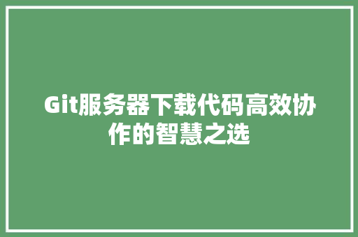 Git服务器下载代码高效协作的智慧之选