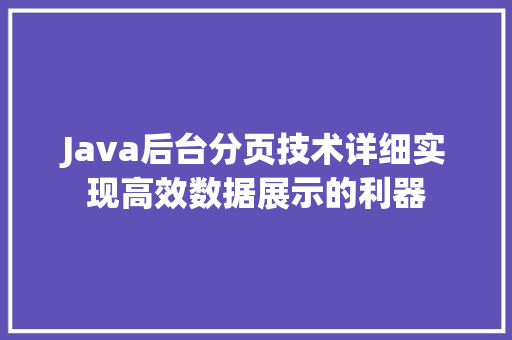 Java后台分页技术详细实现高效数据展示的利器