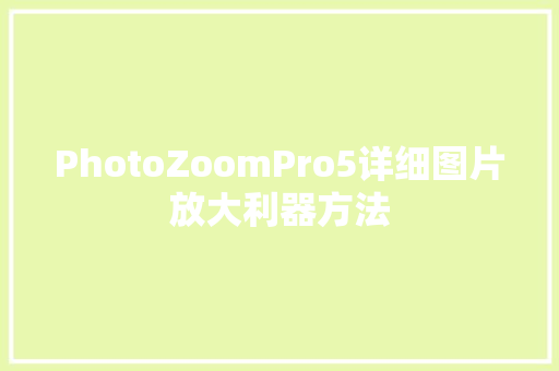 PhotoZoomPro5详细图片放大利器方法