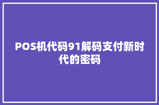POS机代码91解码支付新时代的密码