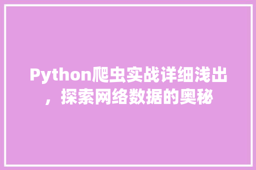 Python爬虫实战详细浅出，探索网络数据的奥秘