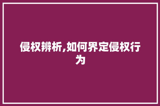 侵权辨析,如何界定侵权行为