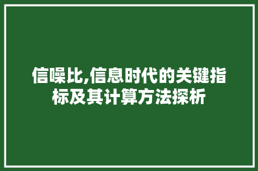 信噪比,信息时代的关键指标及其计算方法探析