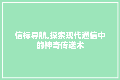 信标导航,探索现代通信中的神奇传送术