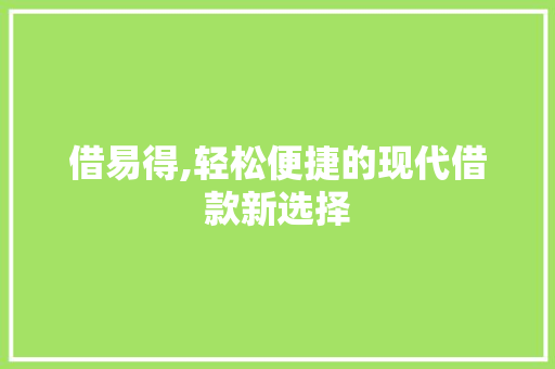 借易得,轻松便捷的现代借款新选择