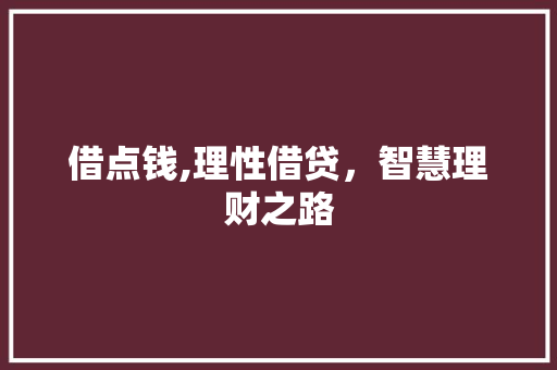 借点钱,理性借贷，智慧理财之路