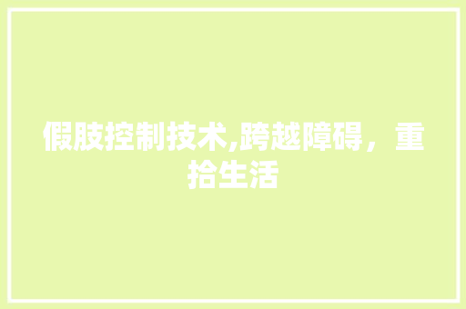假肢控制技术,跨越障碍，重拾生活