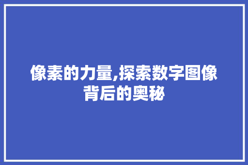 像素的力量,探索数字图像背后的奥秘