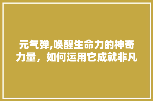 元气弹,唤醒生命力的神奇力量，如何运用它成就非凡人生